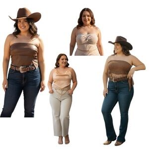 4 tops size M all shades of Brown.